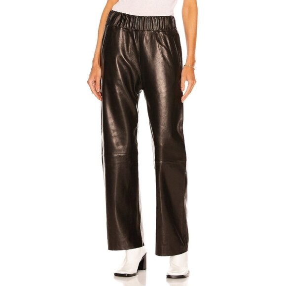 NOUR HAMMOUR Harper Pants Black Leather - Picture 1 of 4